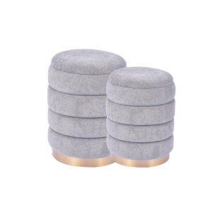 2 pieces Stacked Ottoman in Tufted with Storage
