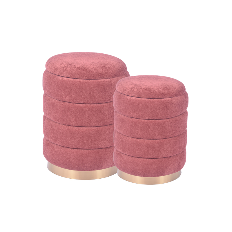 2 pieces Stacked Ottoman in Tufted with Storage