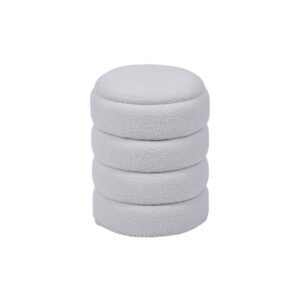 Best Small Ottoman – 14.2", White Teddy Boucle