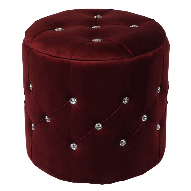 Modern Round Velvet Storage Ottoman, Soft Upholste