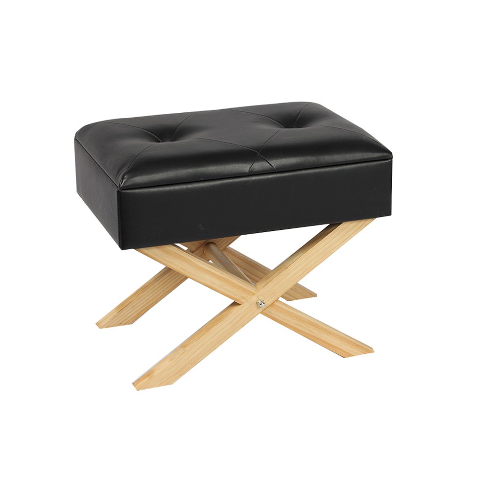 20'' Faux Leather X-Leg Stool – Luxe Look for Modern Living Spaces
