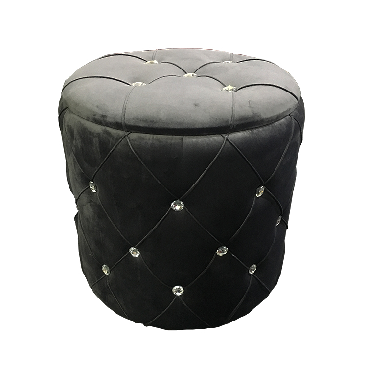 Modern Round Velvet Storage Ottoman, Soft Upholste