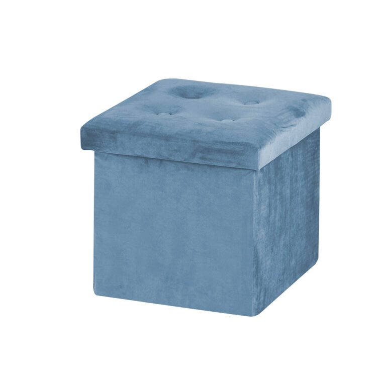 Folding Storage Ottoman – 15.7", Blue