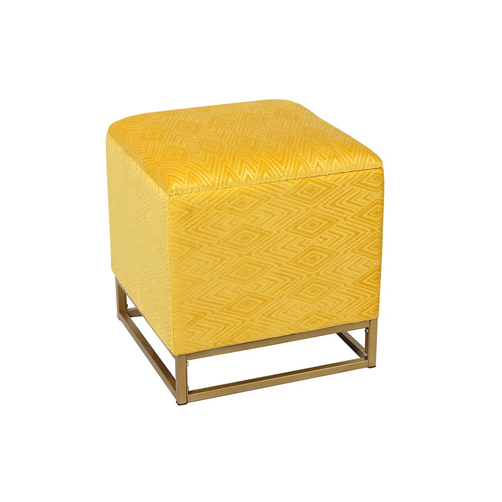 Zebra Print Accent Stool with Sturdy Gold Frame - 15.7'', Space-Saving Design