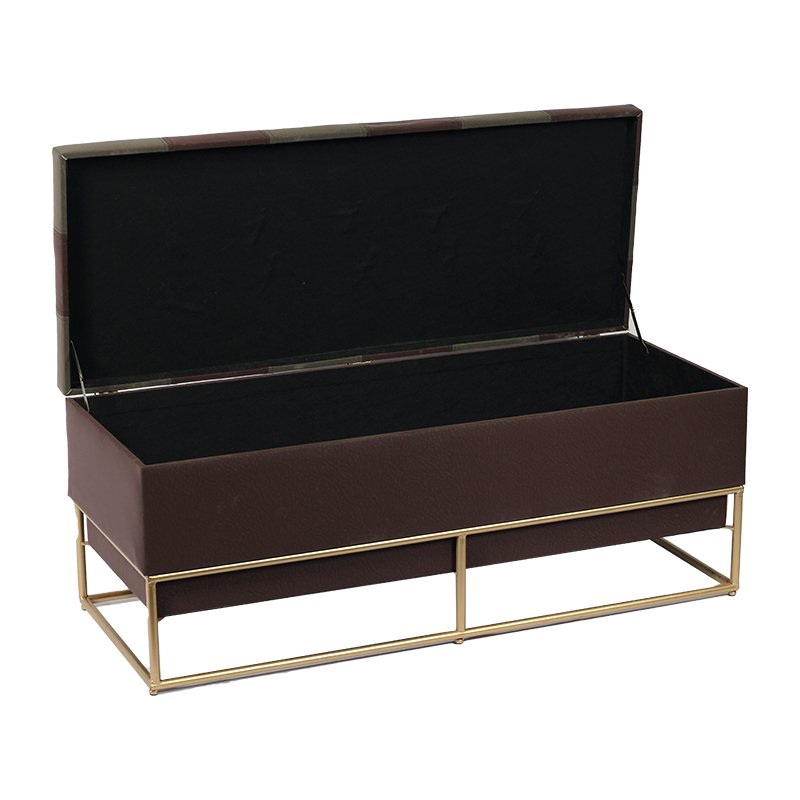 Lift-top Storage Bench with Metal Based - 47.2'', Blue Sky Velvet