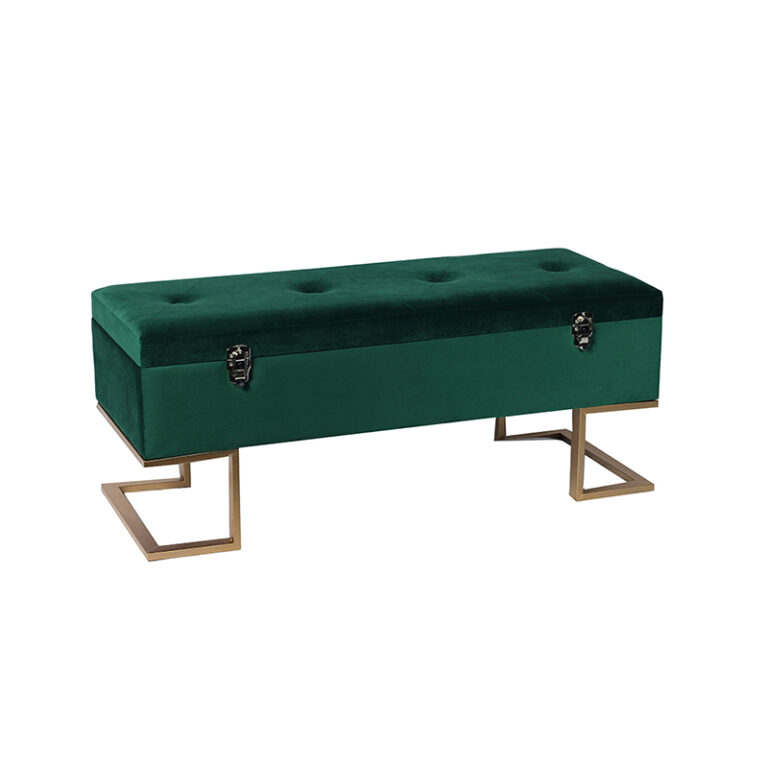 41.3'' Bench box in dark green velvet