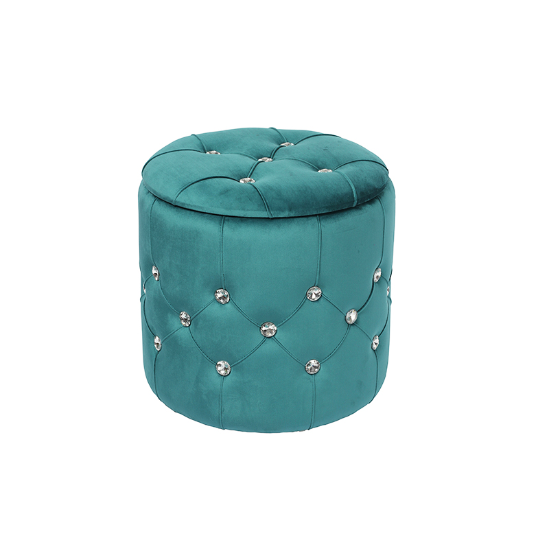 Modern Round Velvet Storage Ottoman, Soft Upholste