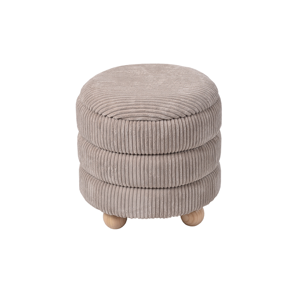 Modern Storage Ottoman – 16.5", Light Brown Fabric