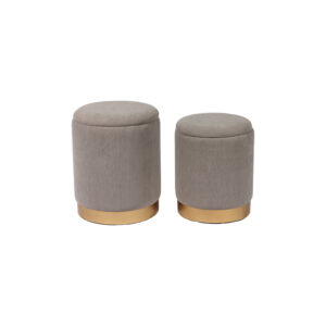 Ottoman rond en velours Set of 2