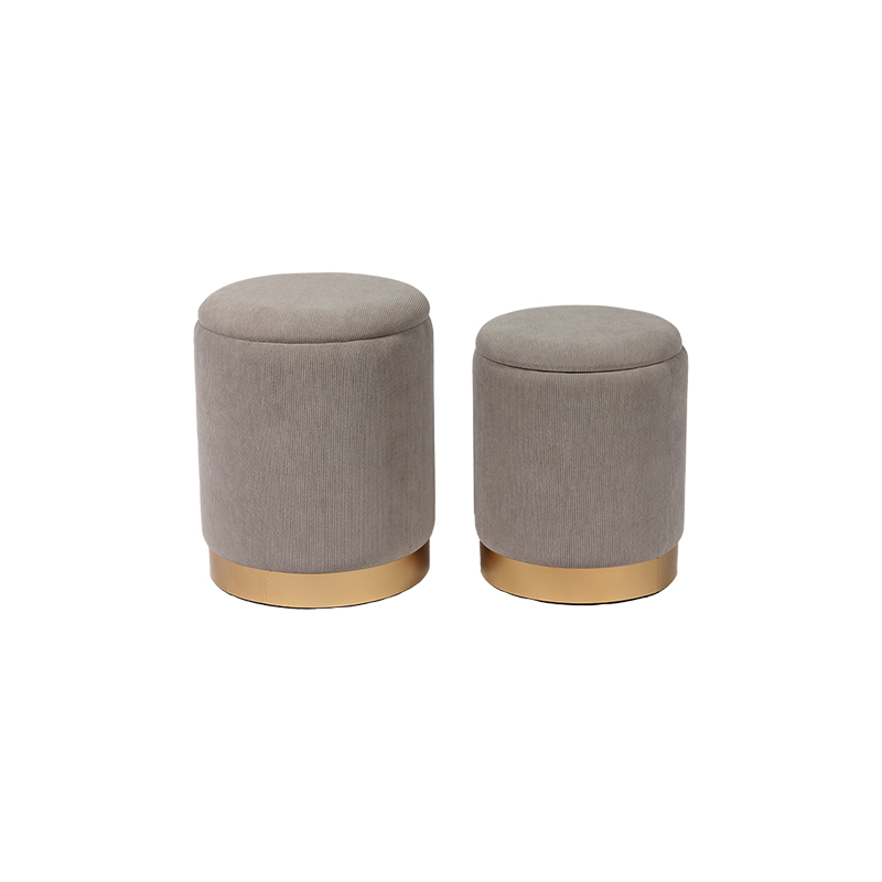 Nesting Ottoman Round Velvet Set of 2