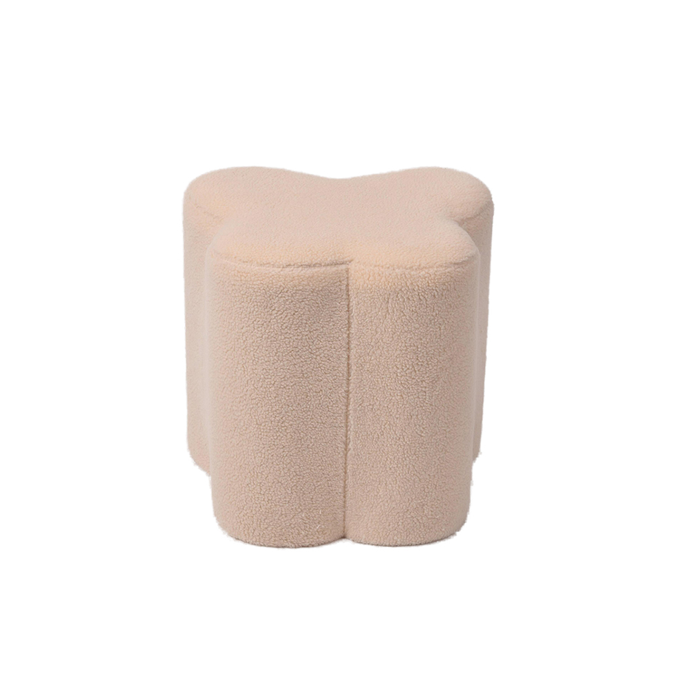 Small Butterfly Ottoman –18.5'', Light Brown Fabric Footstool, No Storage, Ideal for Compact Spaces