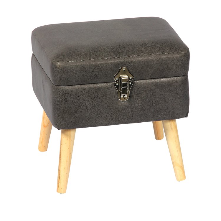 15.7'' Leather Footstool with Storage