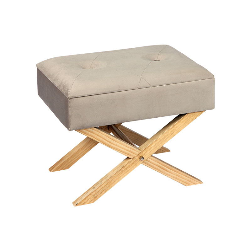 20'' Modern Velvet Storage Stool – KD Wood Legs & Hidden Compartment