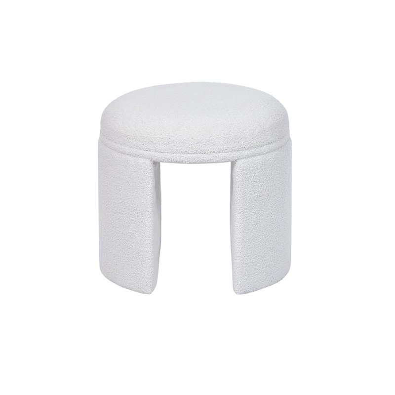 White Boucle Ottoman –18', Upholstered Footstool for Bedroom, Living Room & More