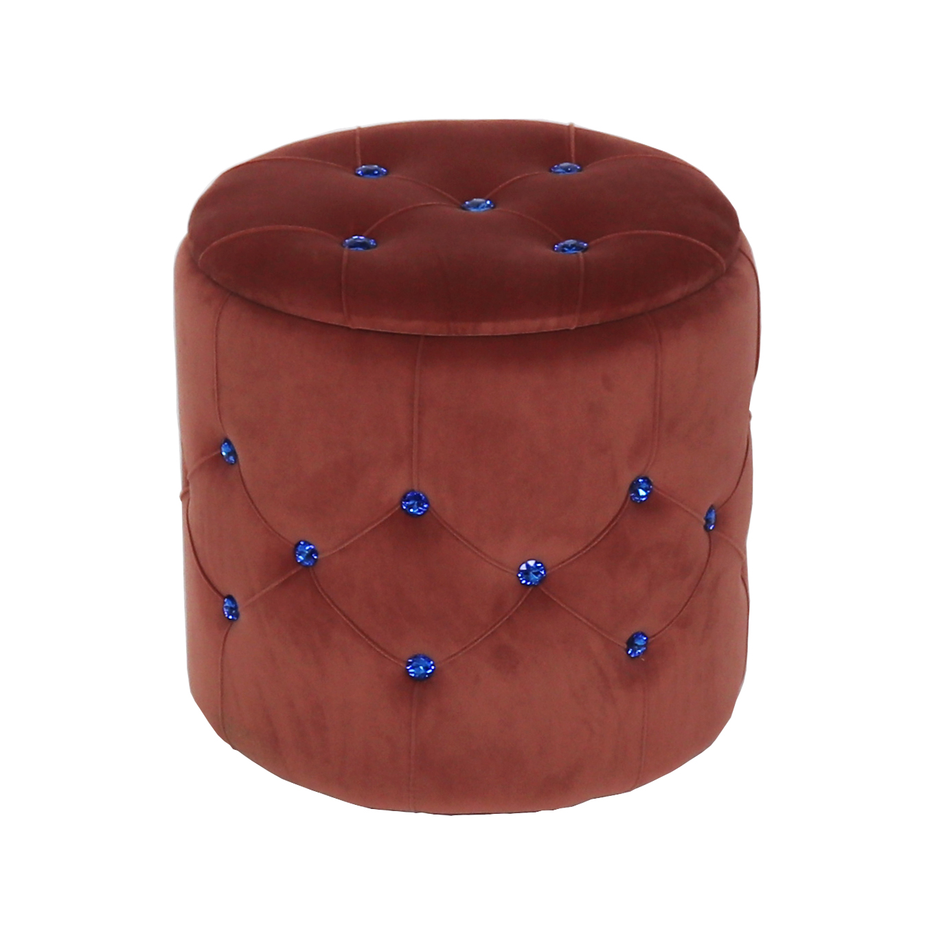 Modern Round Velvet Storage Ottoman, Soft Upholste