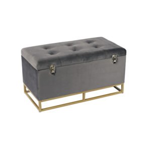 Bedroom Storage Bench – 31.5'', Dark Gray Velvet