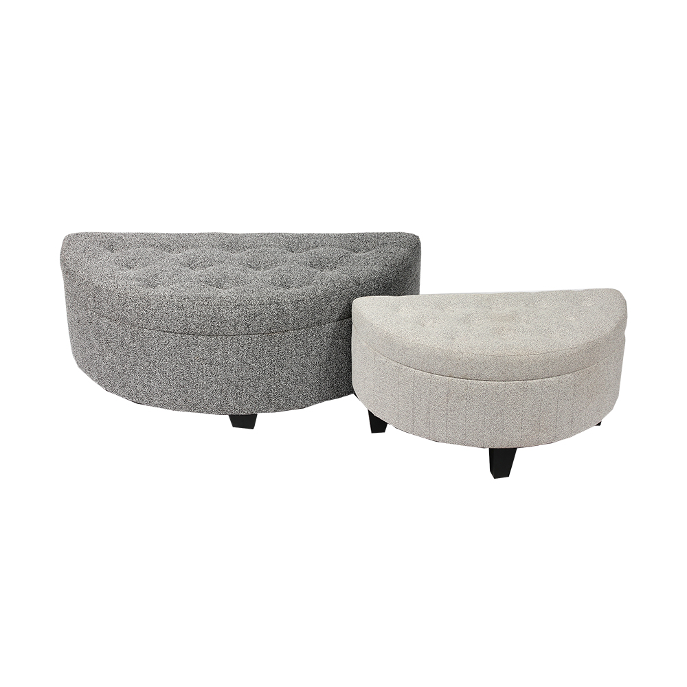 Semicircle Bench for Bedroom with Storage- 48'', Set of 2, With Plastic Legs