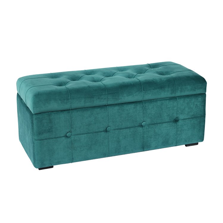 Bench with Storage in Teal - Comfortable Foam- Padded Seat for Versatile Home Decor Use