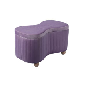 Butterfly-shaped Cushioned Storage Bench with Wooden Ball Legs – 31.9'', Light Purple Velvet