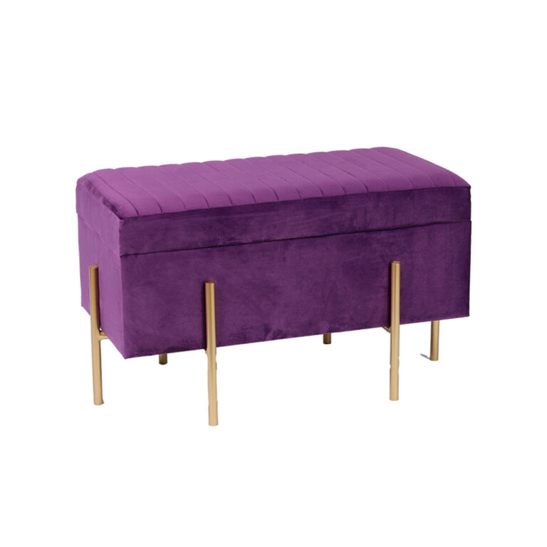 Entryway Storage Bench – 31.5'', Dark Purple Velvet