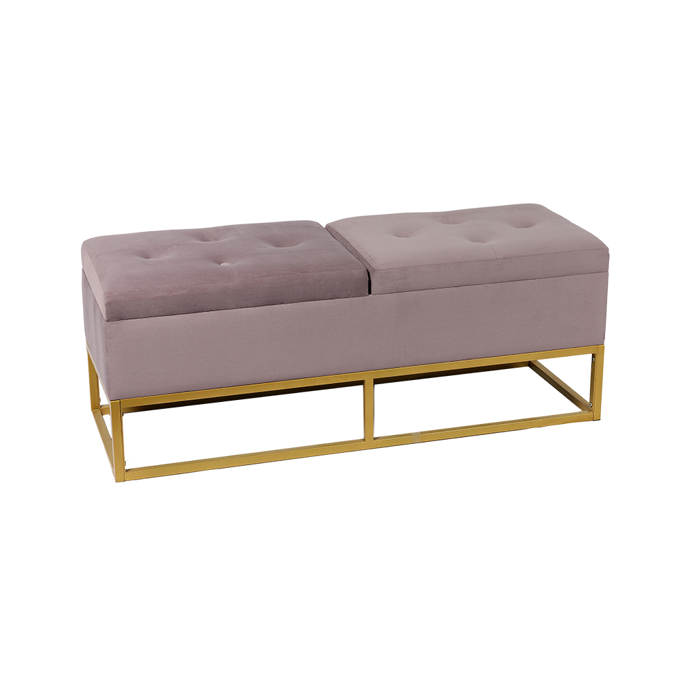 Indoor Storage Bench with Two Storage Spaces – 31.5, Light Puple Velvet