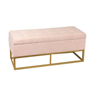 Pink Ottoman Storage Bench for Apartment Living- 43.3'', with Metal Frame