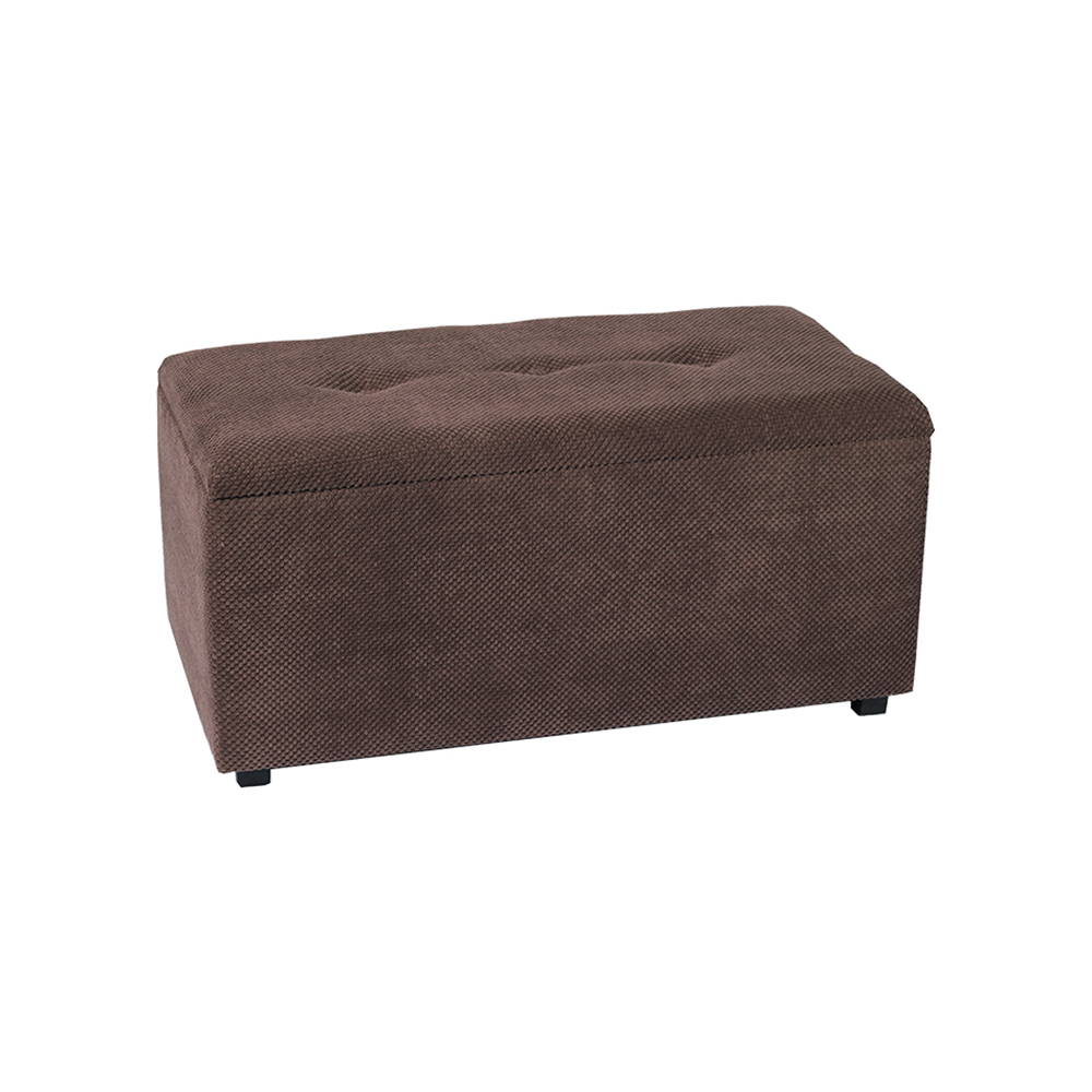 Bench with Hidden Storage Ottoman – 31.9'', Chocolate Fabric