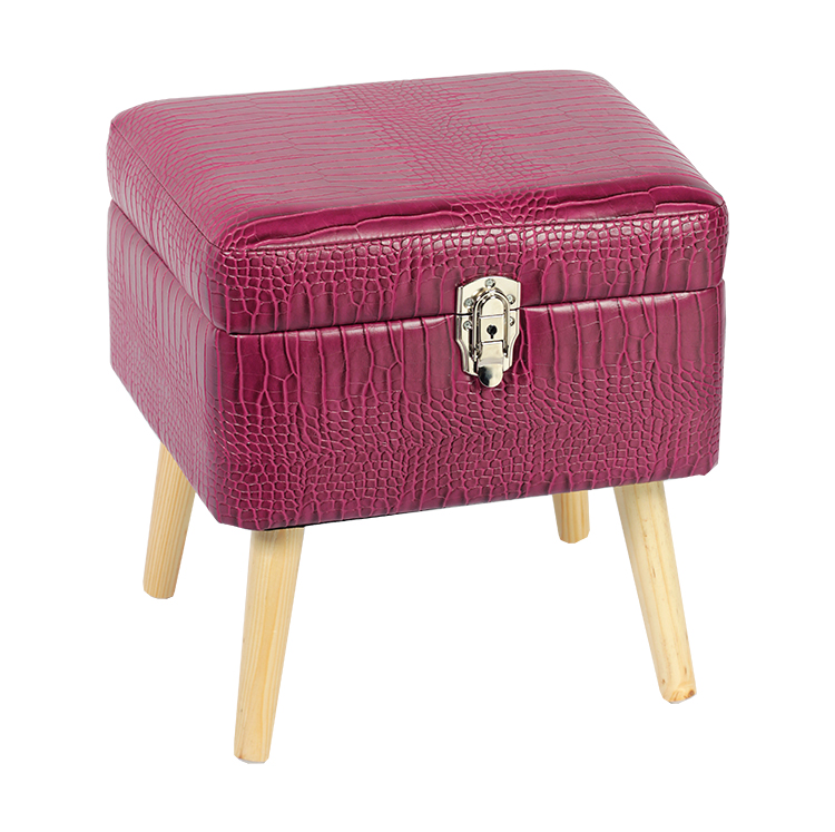 15.7'' Leather Footstool with Storage