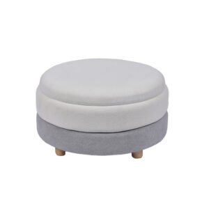 Storage Ottoman for Living Room with Wood Leg – 24.8", Oversized, Boucle Fabric