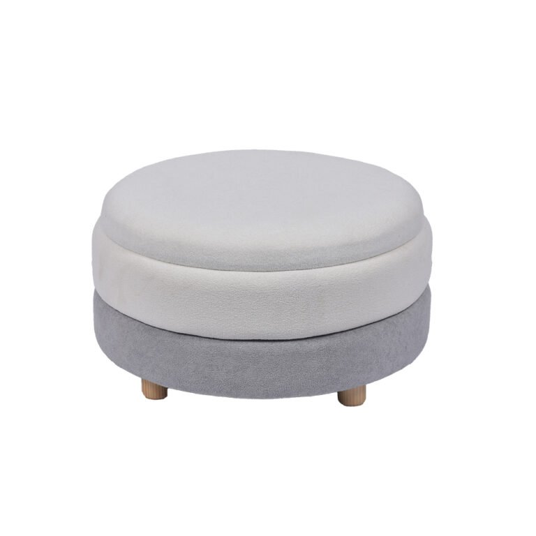Storage Ottoman for Living Room with Wood Leg – 24.8", Oversized, Boucle Fabric