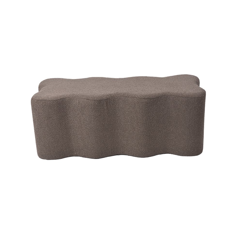 Wave Velvet Bench –47.2'', Light Chocolate Fabric