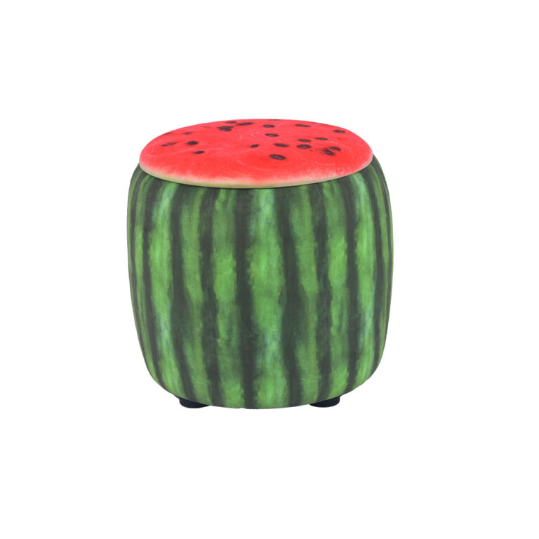 Watermelon Storage Ottoman Fruit Stool – 17.7", Soft Velvet