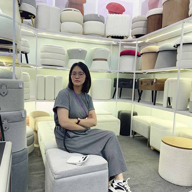 19.3'' Round Small Storage Ottoman Storage Pouf Ottoman