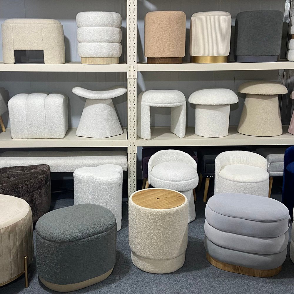 15 inch Grey Leather Square Ottoman Pouf with Storage