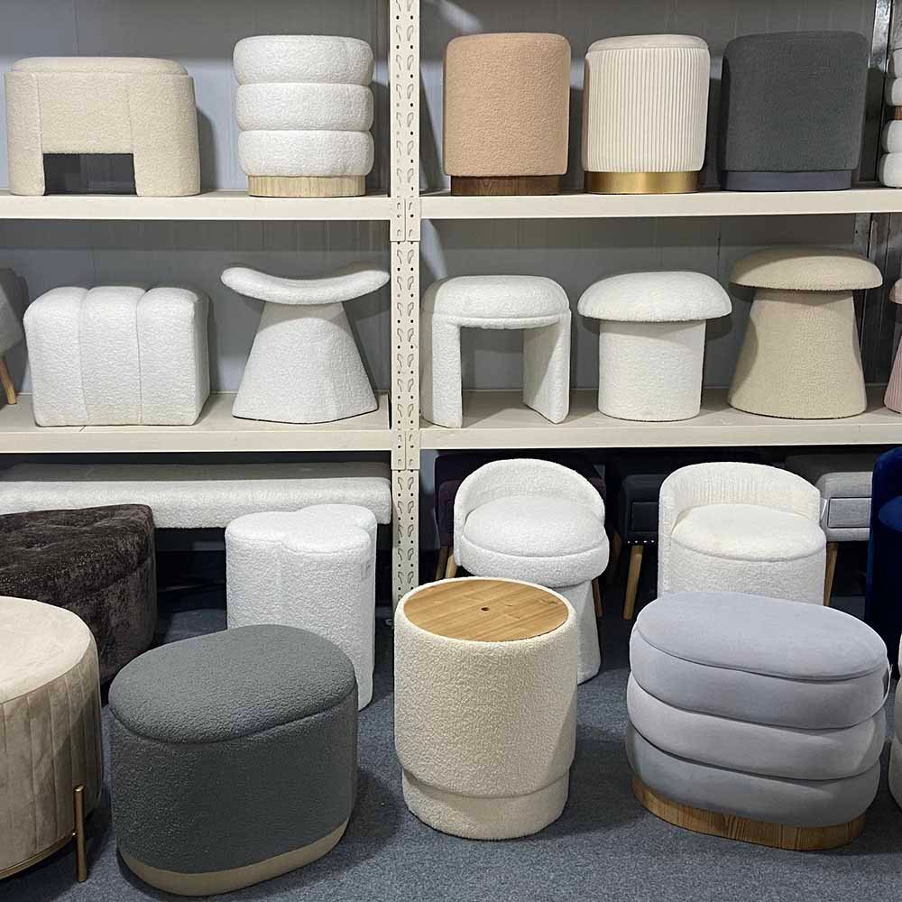 15 inch Grey Leather Square Ottoman Pouf with Storage