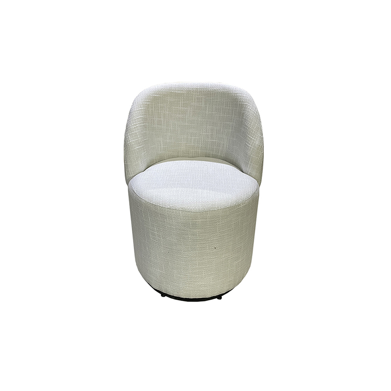 22.8'' Modern White Ottoman Chair with Backrest – 360° Swivel & Soft Support