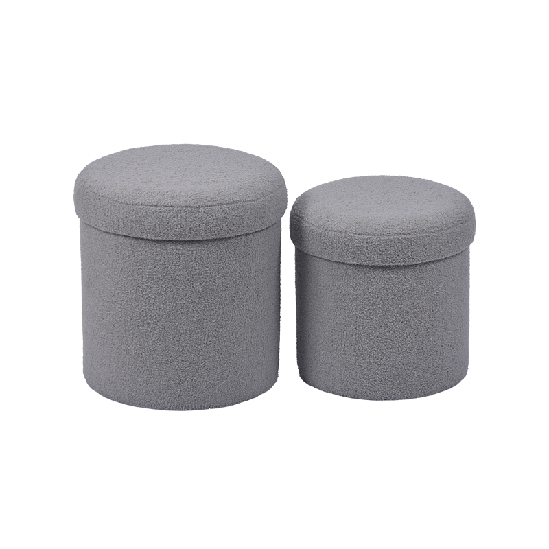 Secret Storage Pouf - 16.9'', Set of 2, Nested Ottoman for Bedroom or Living Room
