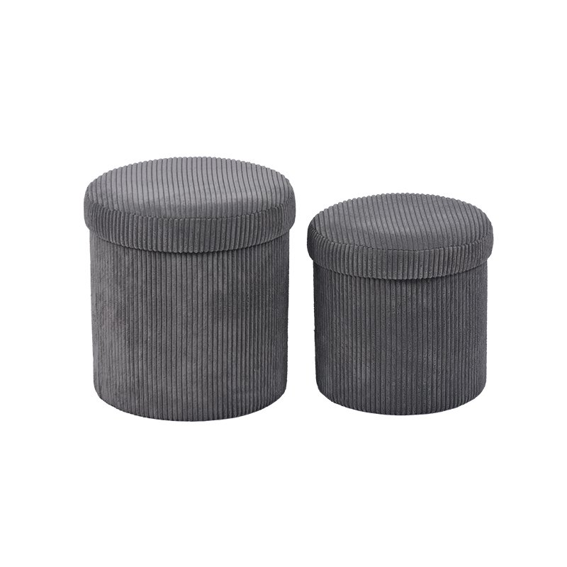 Secret Storage Pouf - 16.9'', Set of 2, Nested Ottoman for Bedroom or Living Room