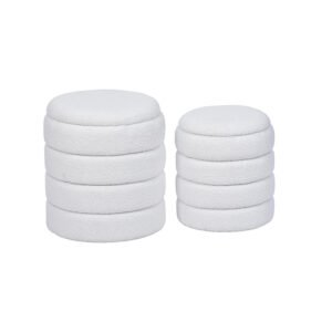 Organizer Ottoman With Lid - 15.7'', Set of 2, Hot Design with Striped