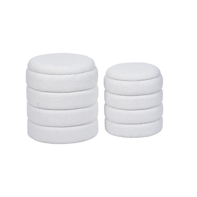 Organizer Ottoman With Lid - 15.7'', Set of 2, Hot Design with Striped