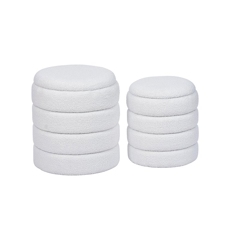 Organizer Ottoman With Lid - 15.7'', Set of 2, Hot Design with Striped