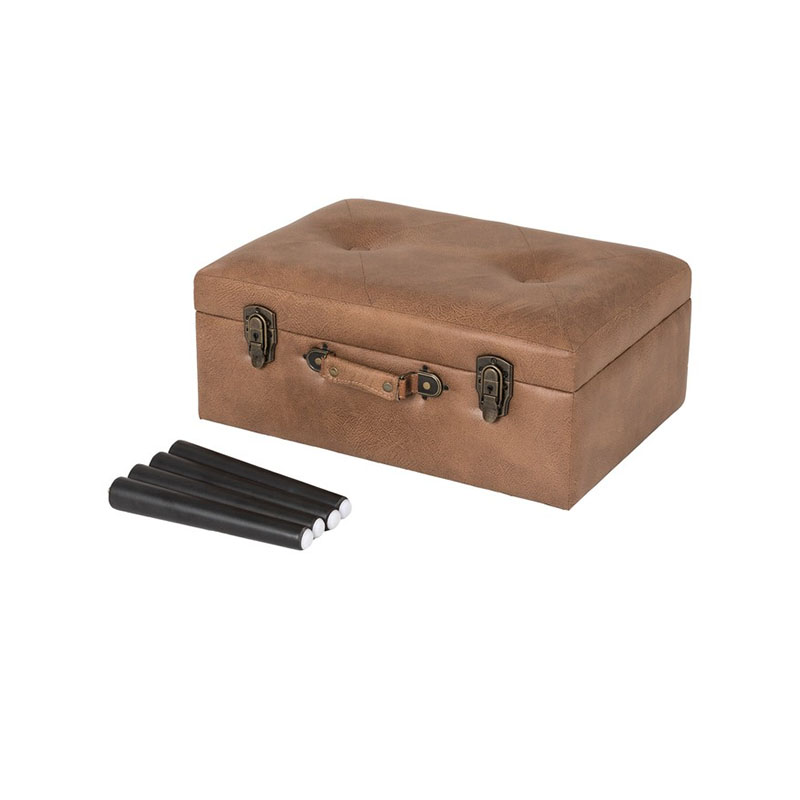 20'' Printed Linen Fabric Suitcase Storage Stool