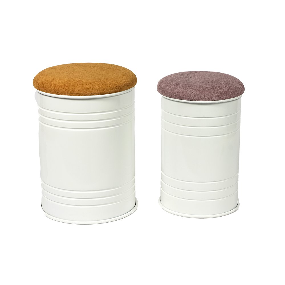 14.6'' Metal Storage Pouf Set of 2 with Hidden Storage – Chic & Space-Saving