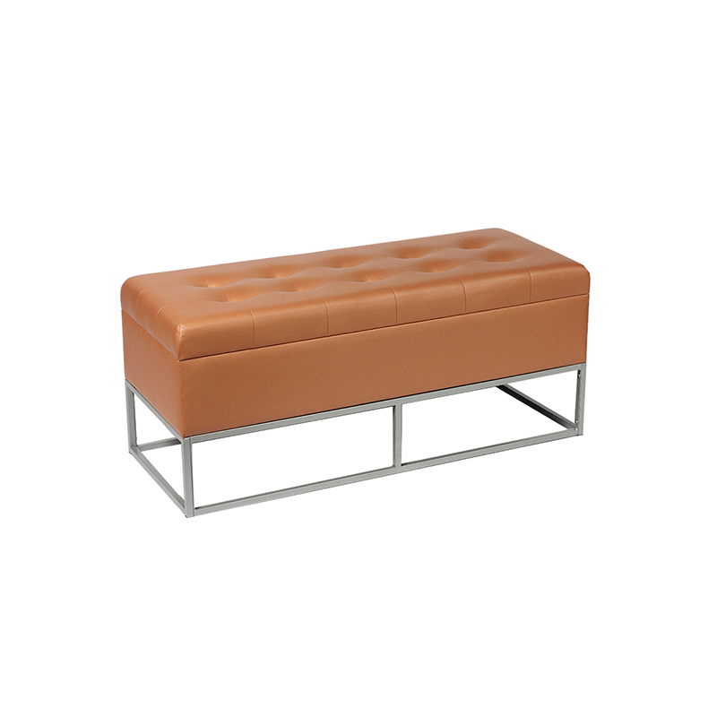 43.3'' Black Leather Cushioned Bench Storage with Tufts