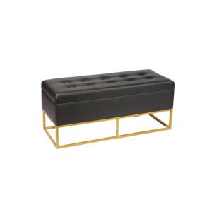 43.3'' Black Leather Cushioned Bench Storage with Tufts