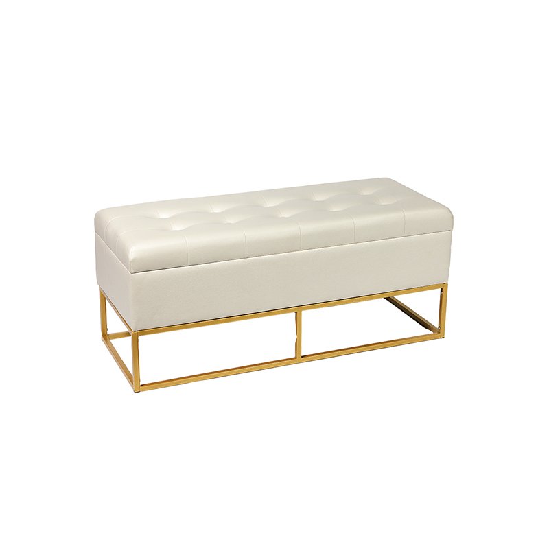 43.3'' Black Leather Cushioned Bench Storage with Tufts