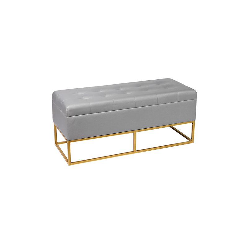 43.3'' Black Leather Cushioned Bench Storage with Tufts