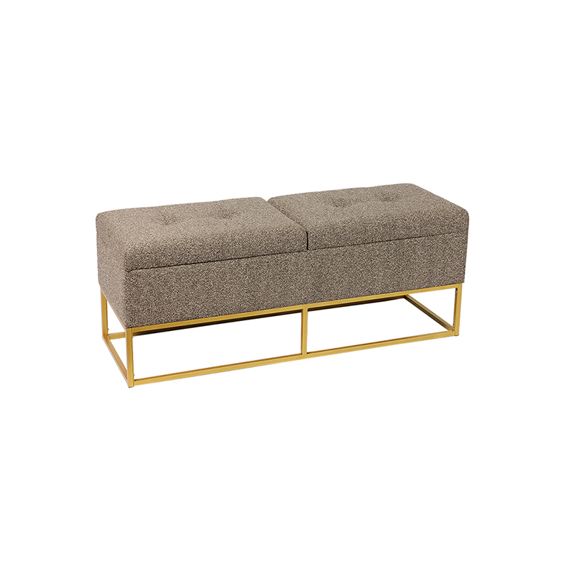 47.2‘’ Tweed Storage Bench with Iron Legs – Vintage Charm Meets Practical Design