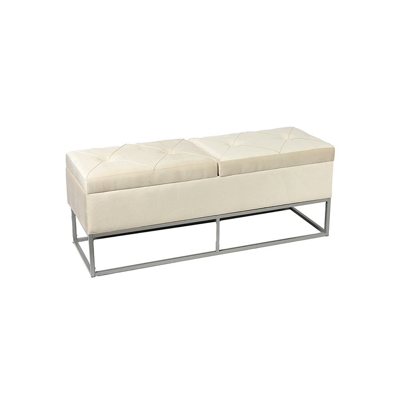 47.2‘’ Tweed Storage Bench with Iron Legs – Vintage Charm Meets Practical Design