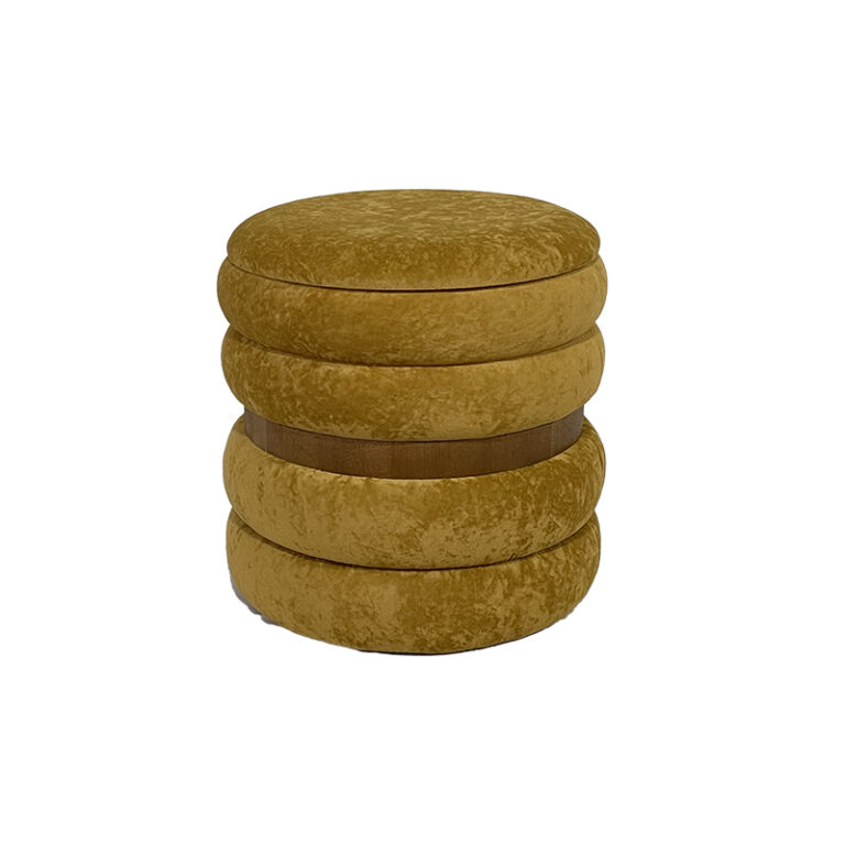 17.3'' Yellow Velvet Stackable Pouf – Elegant Comfort for Living Room or Bedroom"